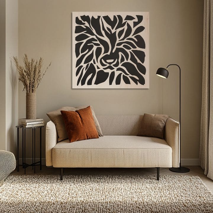 Pictură pe lemn Aslan - regele pădurilor nordice