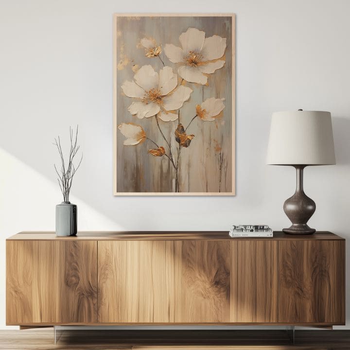 Pictură pe lemn - flori de pajiște scandinave