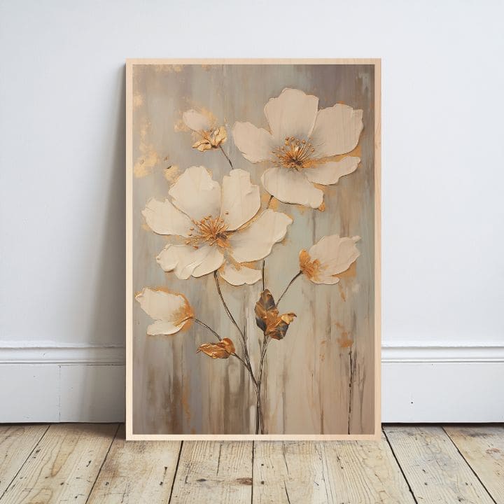 Pictură pe lemn - flori de pajiște scandinave