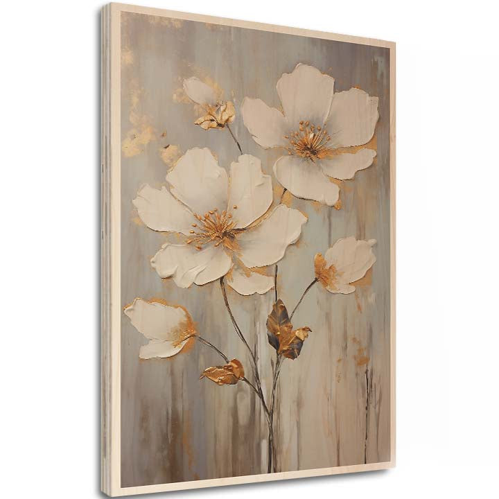 Pictură pe lemn - flori de pajiște scandinave