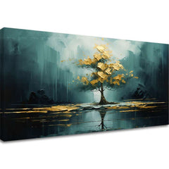 Decor de perete modern Reflecție de aur în lac - PREMIUM ART