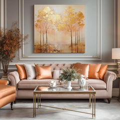 Pictură structurată Pictură de aur Camera de deasupra apei - PREMIUM ART