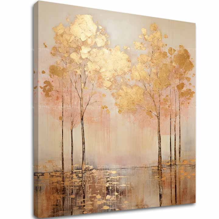 Pictură structurată Pictură de aur Camera de deasupra apei - PREMIUM ART