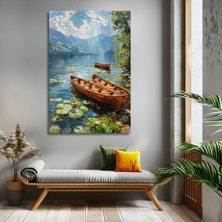 Peisaj pe panza pictura Romance într-un cuplu | Acrilic detalii