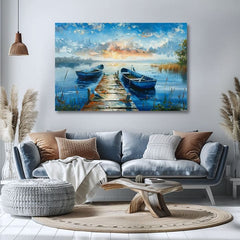 Peisaj pe pânză Apus de soare romantic | Detalii acrilice