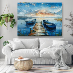 Peisaj pe pânză Apus de soare romantic | Detalii acrilice