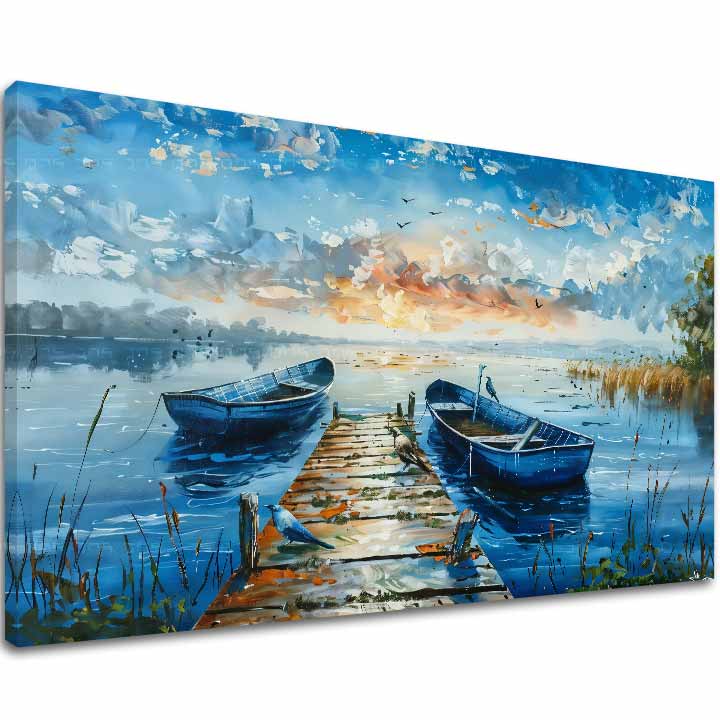 Peisaj pe pânză Apus de soare romantic | Detalii acrilice