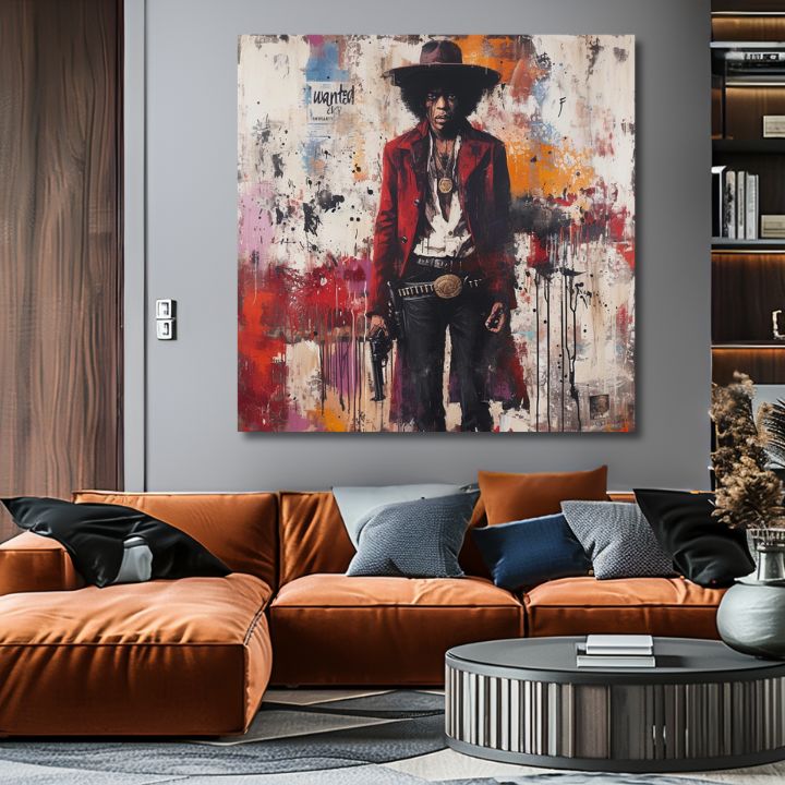 Imagine JIMI HENDRIX - Vestul sălbatic în acrilic | 100% original acrilic pictat