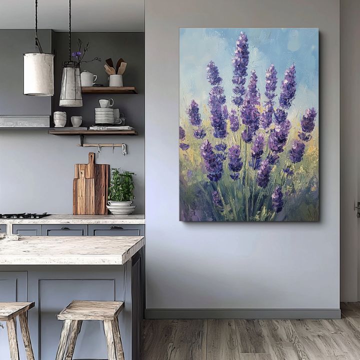 Pictură Lavanda șoptitoare | Câmpuri pline de parfum | Detalii acrilice