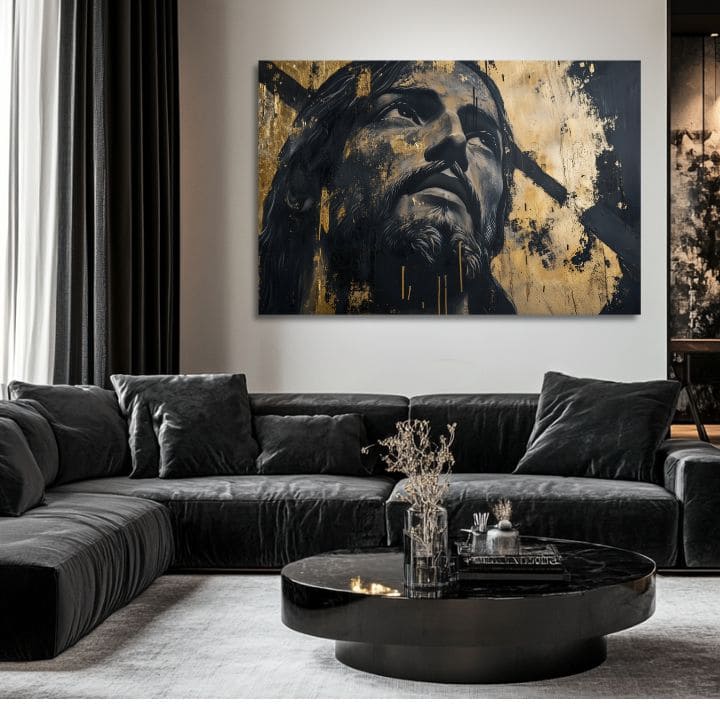 Majestate divină | Pictat cu acrilic și foiță de aur