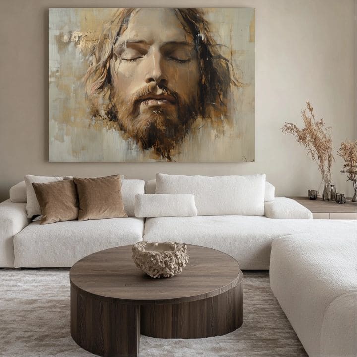 Iisus Hristos în rugăciune | Pictat cu acrilic și foiță de aur