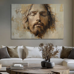 Iisus Hristos în rugăciune | Pictat cu acrilic și foiță de aur