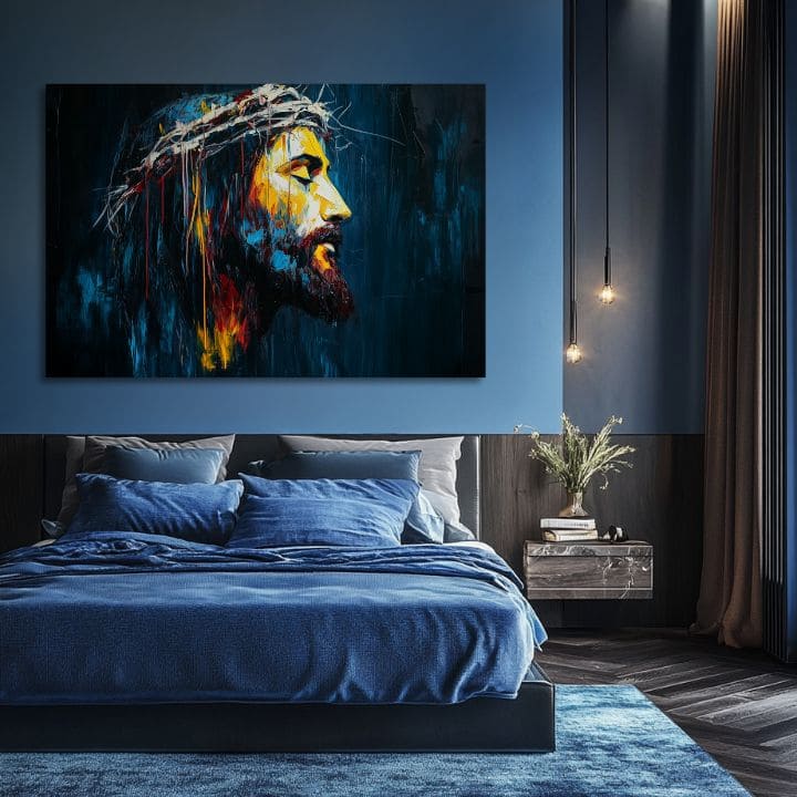 Isus pașnic | Pictat cu acrilic și foiță de aur