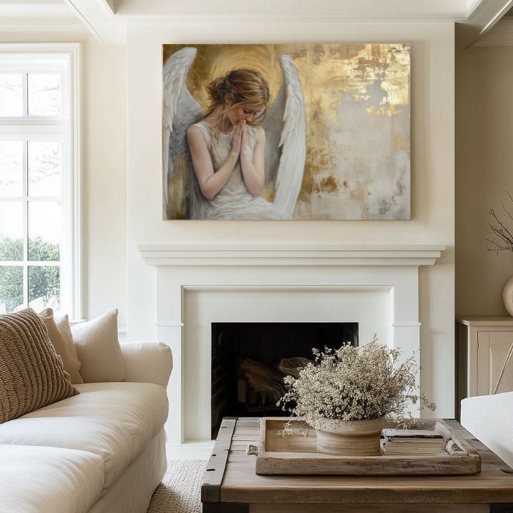 Tablouri cu îngeri Camera de aur | 100% original pictat în acrilic