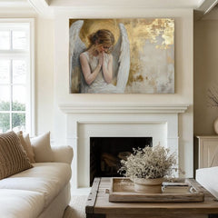 Tablouri cu îngeri Camera de aur | 100% original pictat în acrilic