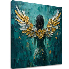 Tablouri de îngeri Aripi de aur | 100% original acrilic pictat