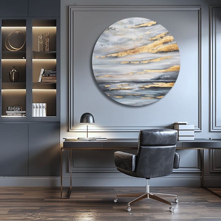 Pictură pictată rotundă Golden Sky