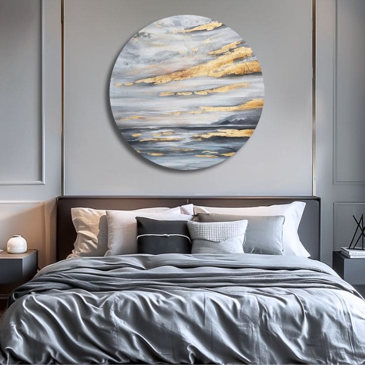 Pictură pictată rotundă Golden Sky