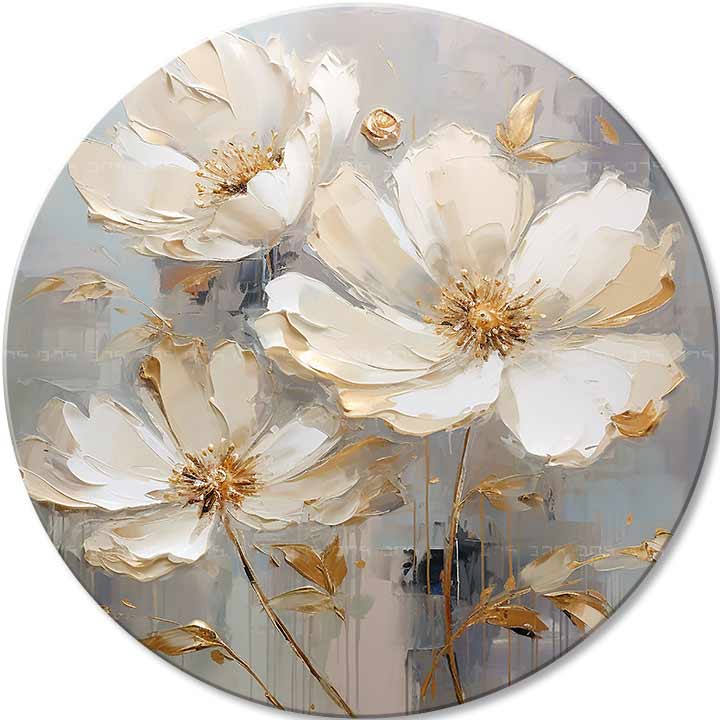Tablouri rotunde cu acrilic Flori în rochii de bal
