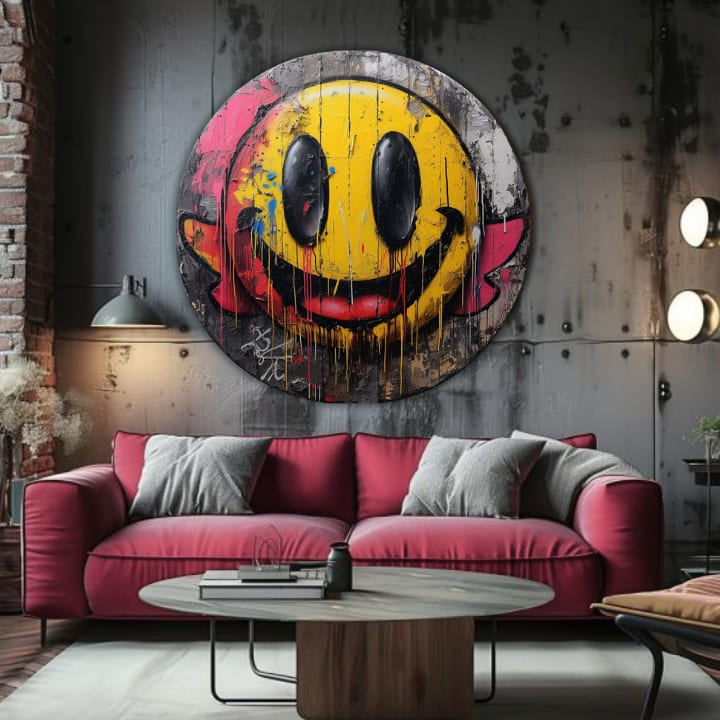 Pictat manual tablou pe pânză cu motivul Farby radosti, motiv pentru copii, peisaj în albastru-roz nuanțe, atmosferă energică, potrivit pentru sufragerie – produs