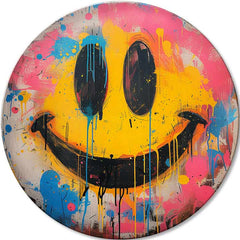 Pictat manual tablou pe pânză cu motivul Farby radosti, motiv pentru copii, peisaj în albastru-roz nuanțe, atmosferă energică, potrivit pentru sufragerie – principală