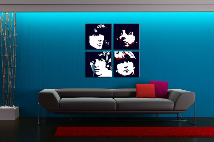 Pictat manual POP ART pictura BEATLES 100x100 cm