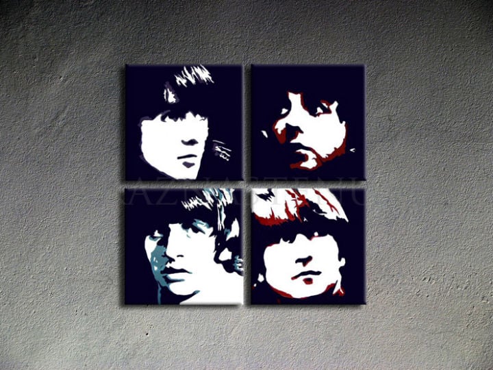 Pictat manual POP ART pictura BEATLES 100x100 cm