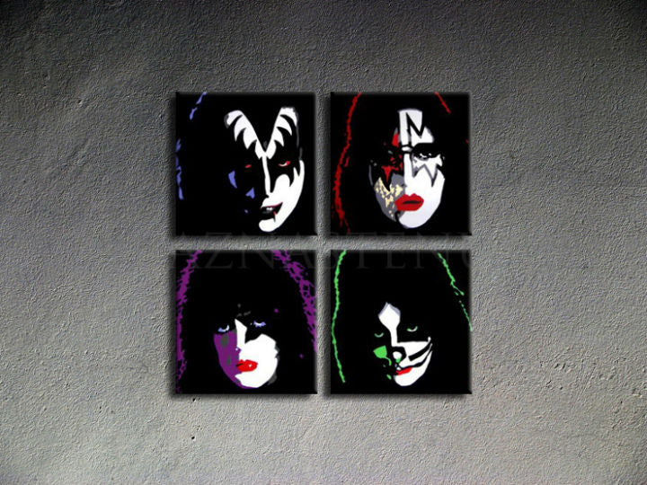 Pictat manual POP Art pictura Kiss 100x100 cm