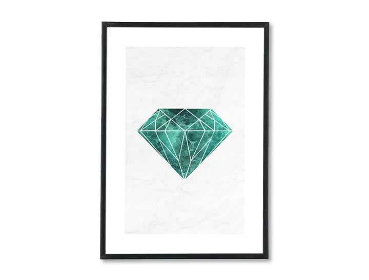 În stil scandinav tablou cu motivul Energy of Greed, diamant, natură în alb-turcoaz nuanțe | Poster de perete Energy of Greed, impresie de lux și natură – previzualizare