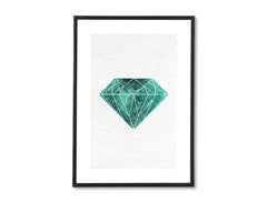 În stil scandinav tablou cu motivul Energy of Greed, diamant, natură în alb-turcoaz nuanțe | Poster de perete Energy of Greed, impresie de lux și natură – previzualizare