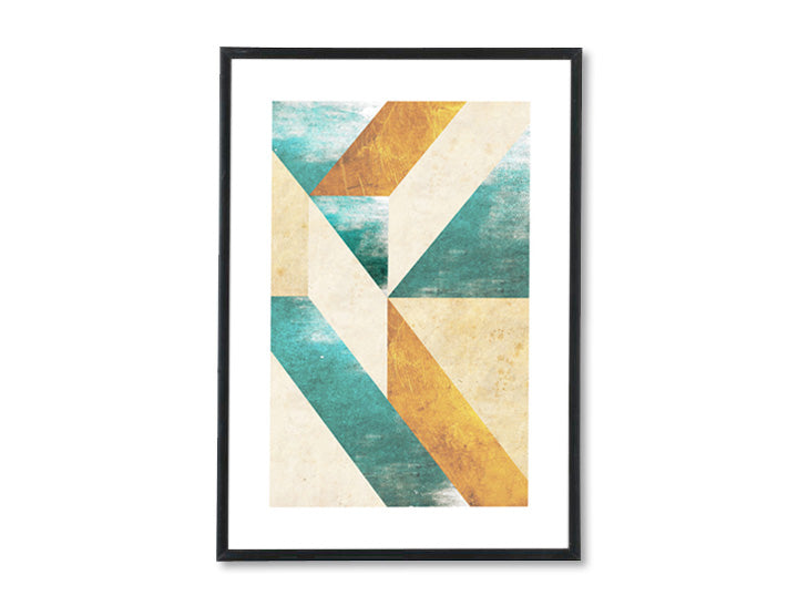 Geometric tablou pe pânză cu motivul Structure & Dream în crem-albastru nuanțe, atmosferă liniștită, minimalism, potrivit pentru hol | Poster de perete Structure & Dream – principală