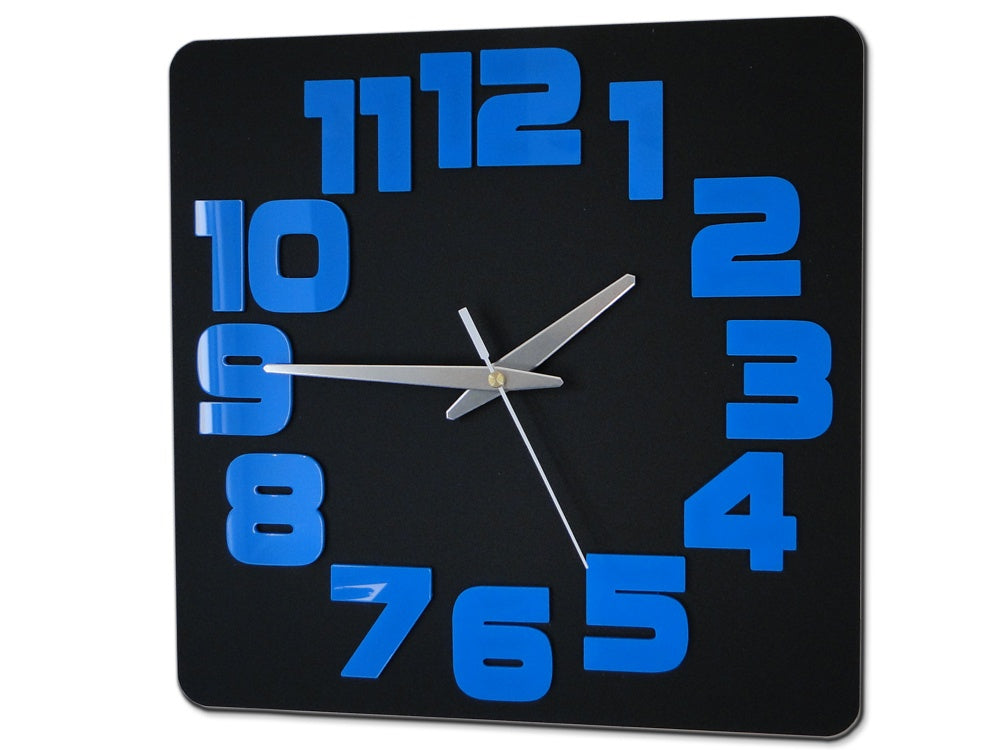 Ceas de perete modern LOGIC BLACK-BLUE blackblue - imagine principală