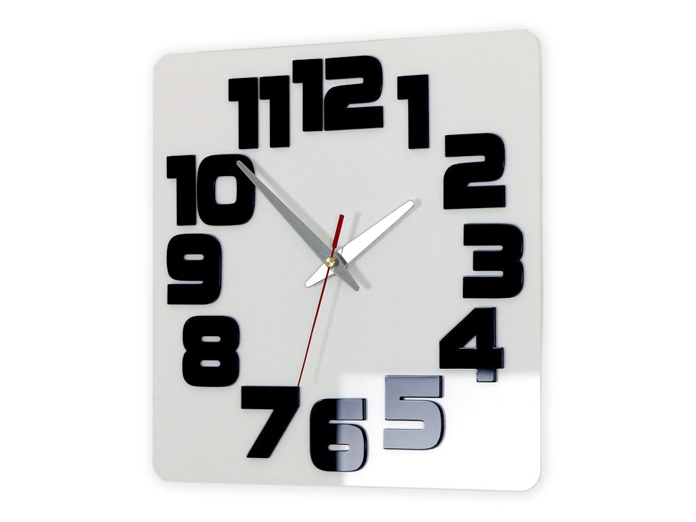 Ceas de perete modern LOGIC WHITE-BLACK whiteblack - imagine principală