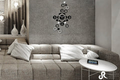 Modern tablou cu motivul HEXAGON, motiv pentru copii în alb-argintiu nuanțe | Ceas de perete modern HEXAGON, timp și minimalism – previzualizare