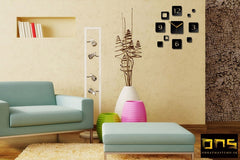 În stil boho tablou cu motivul SQUARE, flori, hartă în albastru-roz nuanțe | Ceas de perete modern SQUARE, minimalism – previzualizare