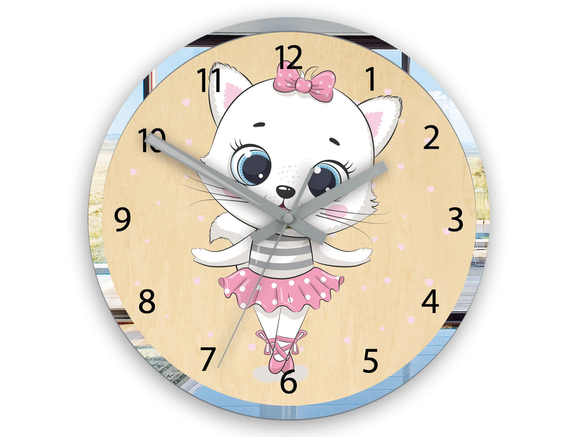 Ceas de perete pentru copii Cat Ballerina - imagine principală
