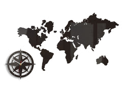 Ceas de perete modern WORLD MAP WENGE wenge - imagine principală