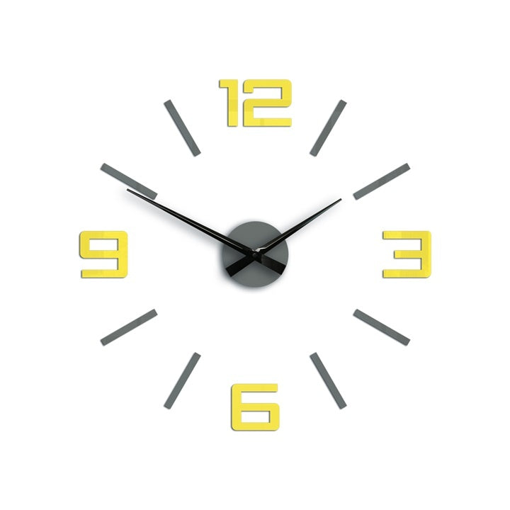 Ceas de perete modern SILVER XL GREY-YELLOW greyyellow - imagine principală