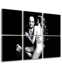 Pop art tablou pe pânză cu motivul Sopranos - Tony Soprano s nahou ženou în alb-negru nuanțe, atmosferă dramatică, dramă polițistă și dragoste – produs, vedere 2