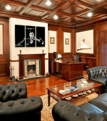 Pop art tablou pe pânză cu motivul Tony Montana gândește nad svojim plánom, țigară de foi în alb-negru nuanțe, atmosferă îndr��zneață, lumea filmului și nostalgie – principală