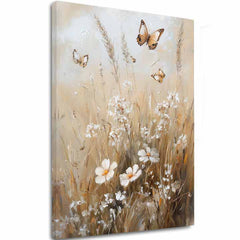 Modern tablou pe pânză cu motivul Irisin fluture, fluturi, pajiște în alb nuanțe, atmosferă liniștită, natură și atmosferă de primăvară | Tablou Irisin fluture – principală