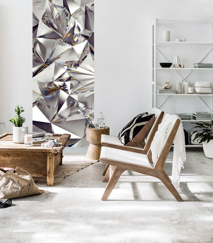 Geometric tablou cu motivul + lipici Gratuit, natură în alb-albastru nuanțe | Fototapet de perete + lipici Gratuit, impresie de lux – previzualizare [XFTAB022V106]