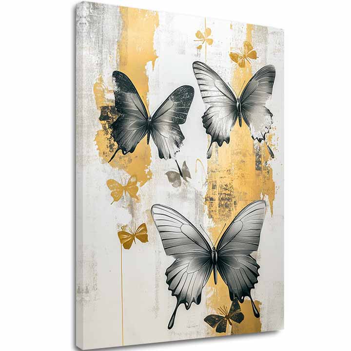 Modern tablou pe pânză cu motivul y fluturi - Mystické Krídla, fluturi în alb-negru nuanțe, atmosferă elegantă, natură și eleganță | Tablouri fluturi - Mystické Krídla – principală