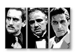 Modern tablou pe pânză cu motivul The Godfather în negru-alb nuanțe, atmosferă dramatică, forță și putere și familie | Cel mai mare MAFIÁNI na pânză - The Godfather – produs