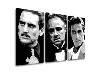 Modern tablou cu motivul The Godfather în negru-alb nuanțe | Cel mai mare MAFIÁNI na pânză - The Godfather, forță și putere și familie – previzualizare