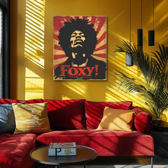 Modern tablou pe pânză cu motivul portret în negru-roșu nuanțe, atmosferă energică | Jimi Hendrix tablou pe pânză - Legenda zvuku – produs