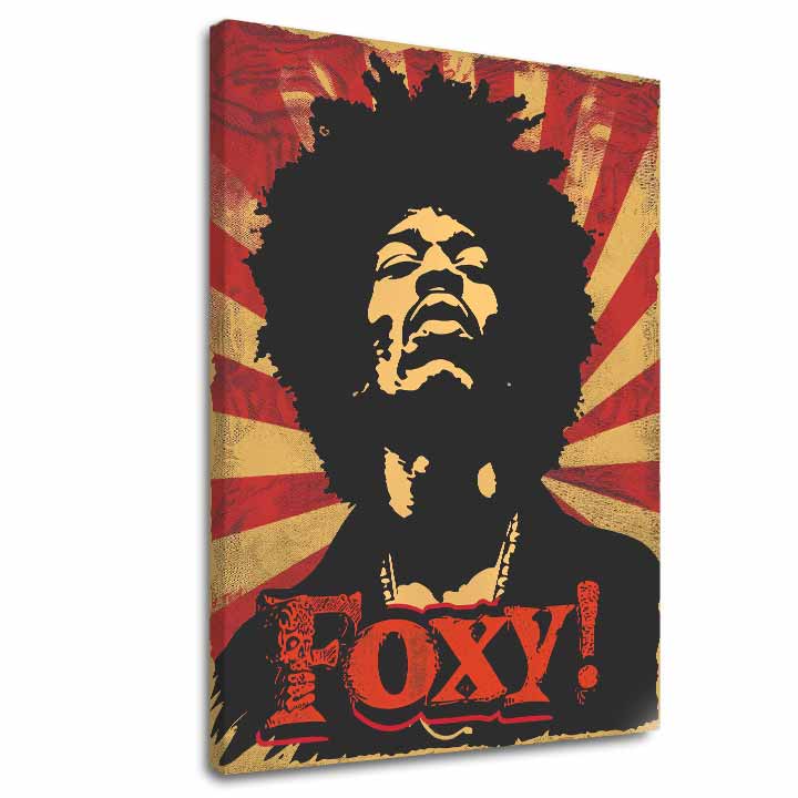 Modern tablou pe pânză cu motivul portret în negru-roșu nuanțe, atmosferă energică | Jimi Hendrix tablou pe pânză - Legenda zvuku – principală