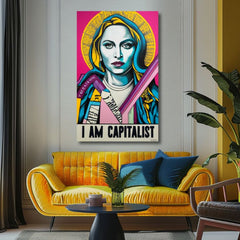 Modern tablou pe pânză cu motivul femeie în auriu-negru nuanțe, cultură pop | Madonna tablou pe pânză - Popová revolúcia – produs