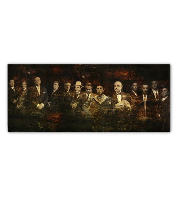 Modern tablou pe pânză cu motivul The Godfather, The Sopranos, Scarface, Goodfellas în maro-negru nuanțe, forță și putere | Cel mai mare MAFIÁNI na pânză - The Godfather, The Sopranos, Scarface, Good...