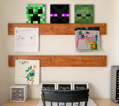 Modern tablou pe pânză în verde-negru nuanțe, atmosferă jucăușă, aventură | Minecraft tablou - Najlepšie postavičky na pânză - Creeper, Enderman, Zombie – produs, vedere 2